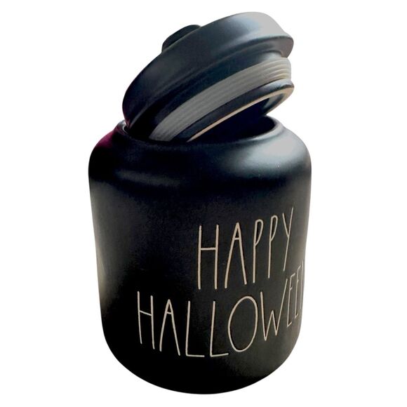 Rae Dunn Happy Halloween Matte Black Canister First Edition - 2018 Rare - Picture 3 of 16